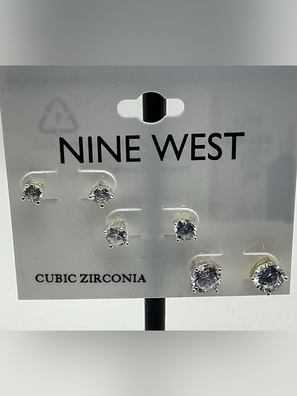 Nine West Silver Cubic Zirconia Stud Earrings - Clear/Silver Set